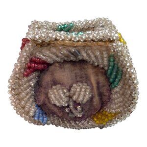 Antique Iroquois Indian Beaded Whimsey Jewelry Trinket BOX 1900s Souvenir VTG